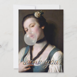 Tarjeta De Agradecimiento La señorita Sassy soplando chicle