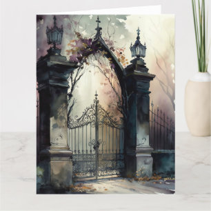 Tarjeta De Agradecimiento La serie Puerta del Cementerio Gótico Diseño 12