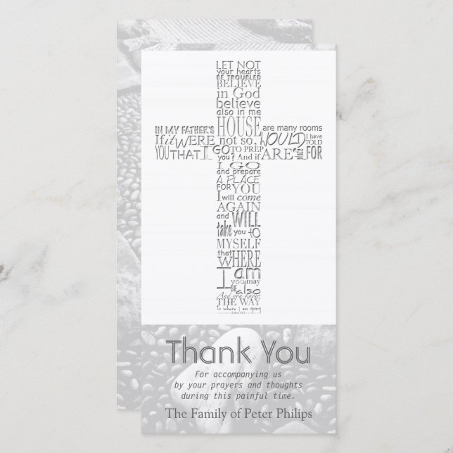 Tarjeta De Agradecimiento La simpatía de la Cruz Cristiana John 14 Gracias 3 (Anverso / Reverso)