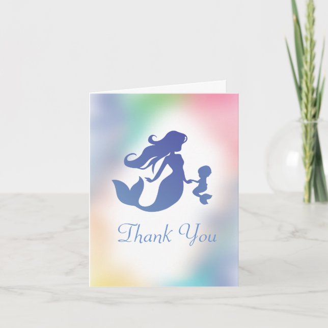Tarjeta De Agradecimiento La sirena Baby Shower Under the Sea Pastel (Anverso)