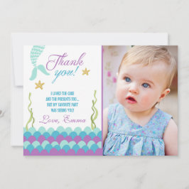 Tarjeta De Agradecimiento La sirena bajo cumpleaños del mar le agradece