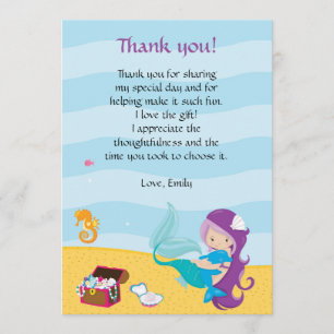Tarjeta De Agradecimiento La sirena debajo del mar le agradece cardar