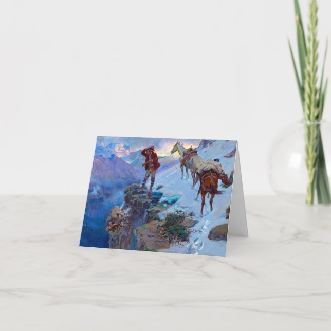 Tarjeta De Agradecimiento La suerte de Hunter por Charles Marion Russell (Anverso)