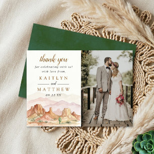 Tarjeta De Agradecimiento La Suite de Boda de Watercolor Desert Range - Foto
