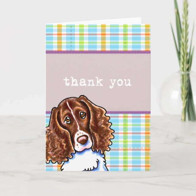 Tarjeta De Agradecimiento La tela escocesa bonita del perro de aguas de (Anverso)