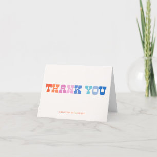 Tarjeta De Agradecimiento La tipografía coloreada retro occidental personali