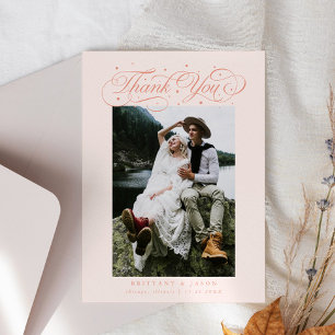 Tarjeta De Agradecimiento La tipografía de guiones elegantes puntos Boda Pea