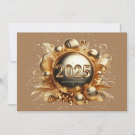 Tarjeta De Agradecimiento La tipografía de oro feliz año nuevo 2025