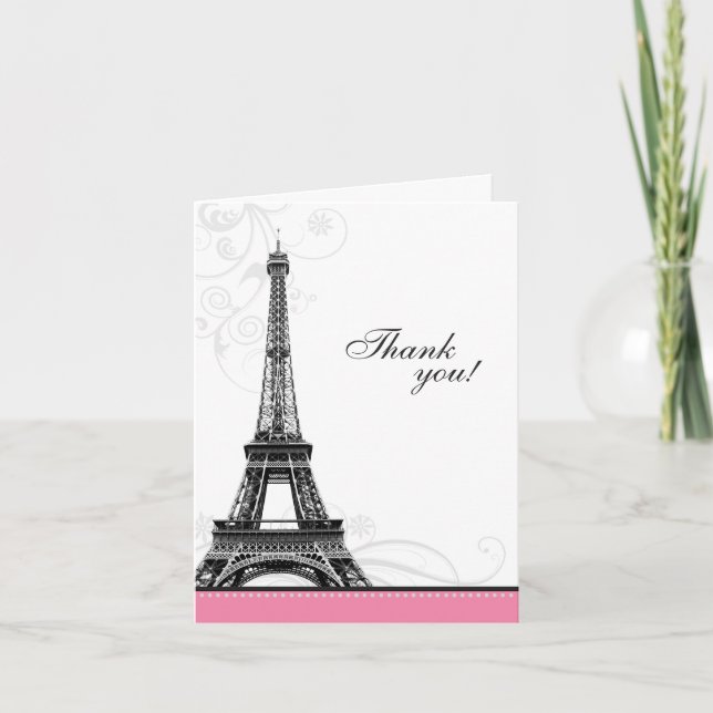 Tarjeta De Agradecimiento La torre Eiffel del Flourish de la MOD parisiense (Anverso)