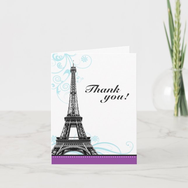 Tarjeta De Agradecimiento La torre Eiffel del Flourish de la MOD parisiense (Anverso)