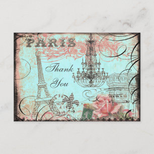 Tarjeta De Agradecimiento La torre Eiffel elegante y la lámpara le agradecen