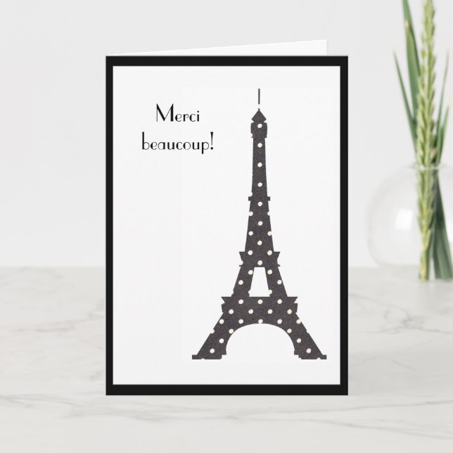 Tarjeta De Agradecimiento La torre Eiffel francesa de los lunares le (Anverso)