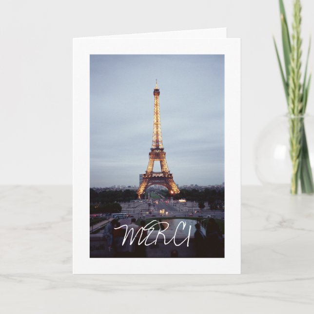 Tarjeta De Agradecimiento La torre Eiffel le agradece cardar (Anverso)