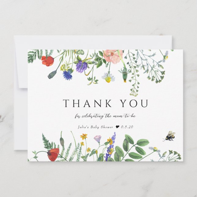 Tarjeta De Agradecimiento La vegetación de las flores silvestres | Abejas Fl (Anverso)