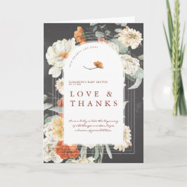 Tarjeta De Agradecimiento La vegetación floral oscura Boho | Baby Shower Gra