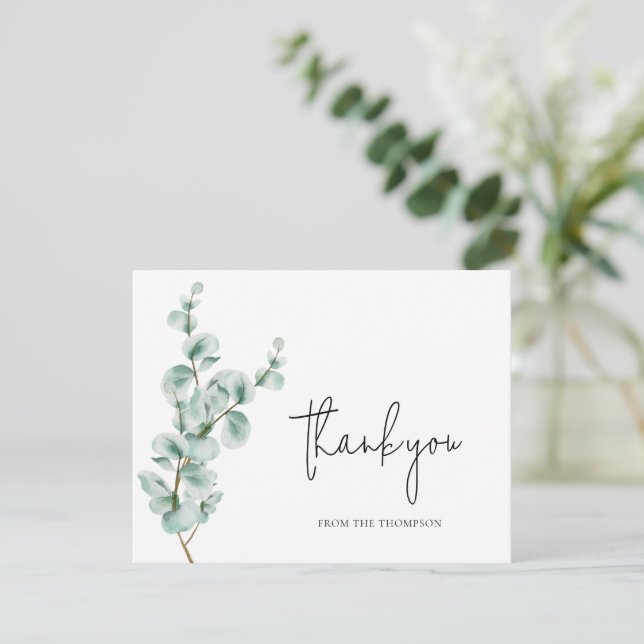 Tarjeta De Agradecimiento La vegetación simple del eucalipto (Anverso de pie)