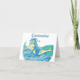 Tarjeta De Agradecimiento La vendimia de sirena de vintage Waveried Thunder_