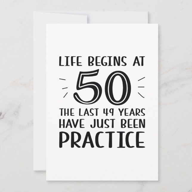 Tarjeta De Agradecimiento La Vida Comienza a los 50 (Anverso)