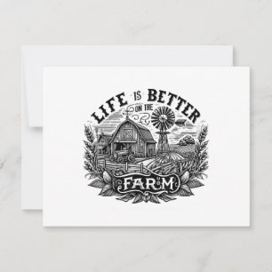 Tarjeta De Agradecimiento La vida de granja divertida es mejor en la granja