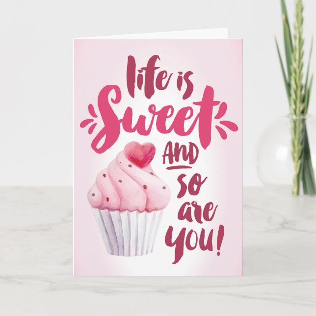 Tarjeta De Agradecimiento La vida es dulce y tú también, gracias (Anverso)
