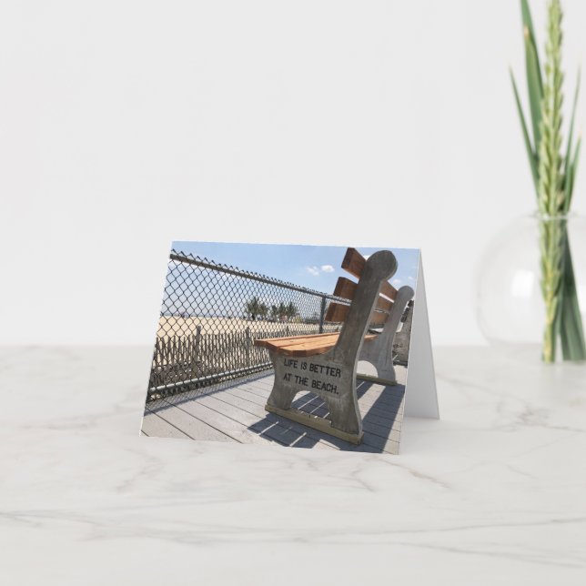 Tarjeta De Agradecimiento La vida es mejor en el banco de la playa (Anverso)