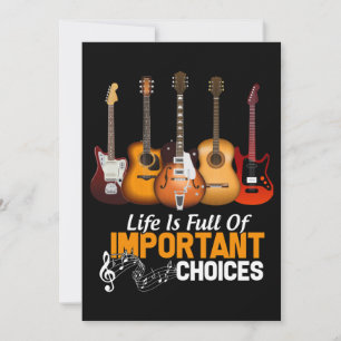 Tarjeta De Agradecimiento La vida está llena de elección importante guitarra