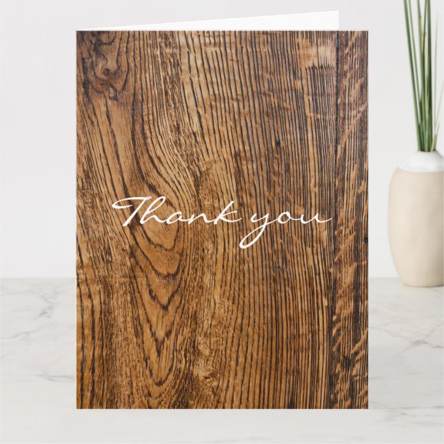 Tarjeta De Agradecimiento La vieja mirada de madera del grano le agradece (Anverso)