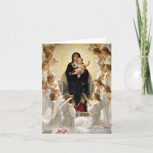 Tarjeta De Agradecimiento La Virgen con los ángeles - William-Adolphe Bougue (Anverso)