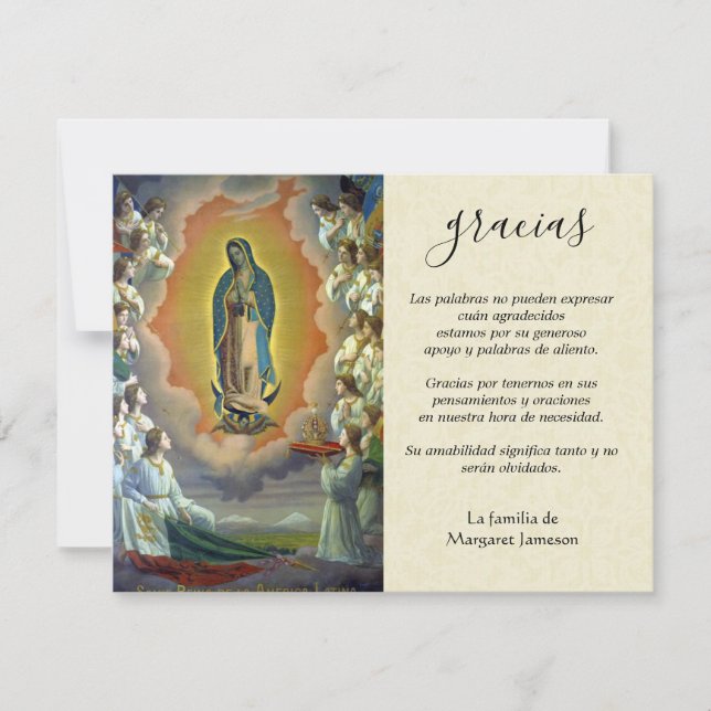 Tarjeta De Agradecimiento La Virgen María Condolencia (Anverso)