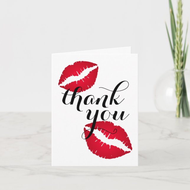 Tarjeta De Agradecimiento Labios Ombre Rojo Intenso (Anverso)