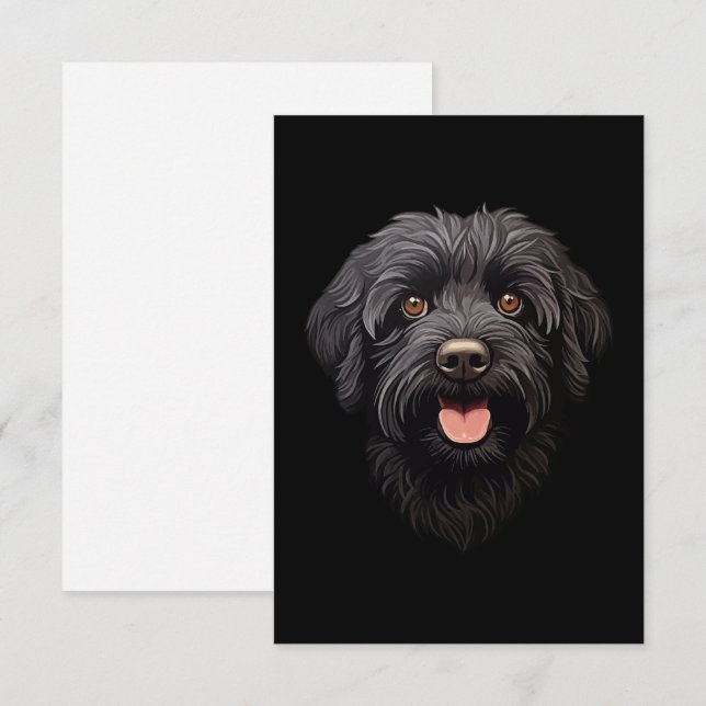 Tarjeta De Agradecimiento Labradoodle Perro Negro (Anverso / Reverso)