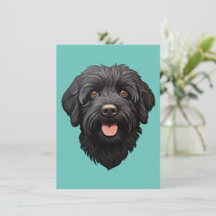 Tarjeta De Agradecimiento Labradoodle Perro Negro