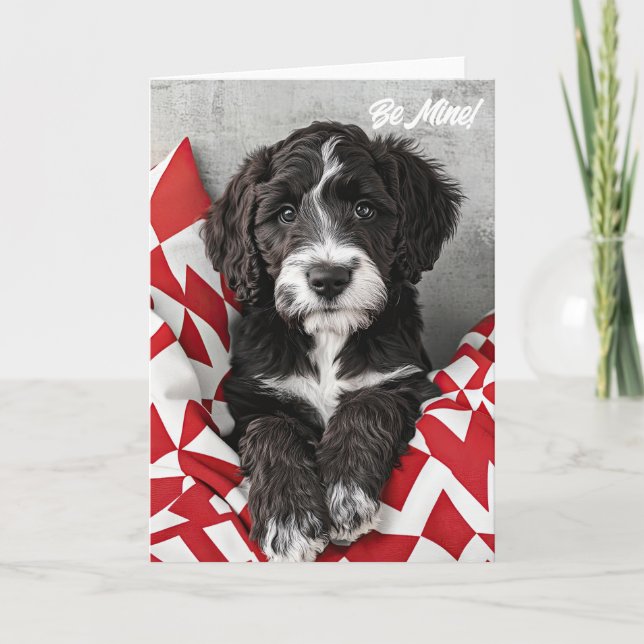 Tarjeta De Agradecimiento Labradoodle Puppy Valentcard Card (Anverso)