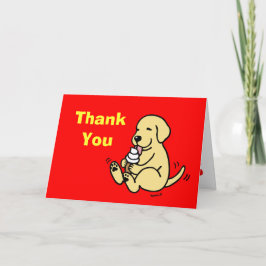 Tarjeta De Agradecimiento Labrador amarillo Licando helado rojo
