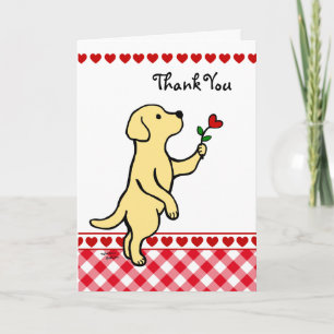 Tarjeta De Agradecimiento Labrador amarillo Personalizado de flor de corazón