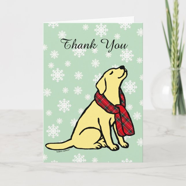 Tarjeta De Agradecimiento Labrador amarillo Tartan Scarf 2 (Anverso)