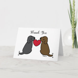 Tarjeta De Agradecimiento Labrador de chocolate y labrador negro gracias