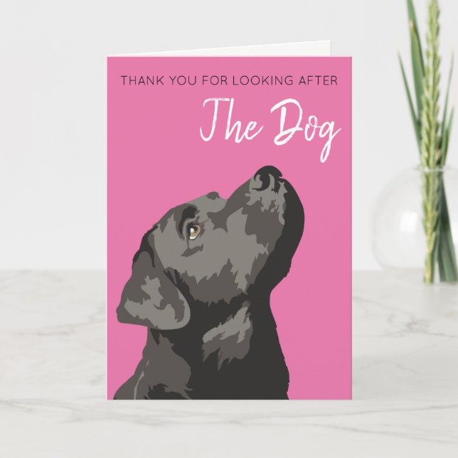 Tarjeta De Agradecimiento Labrador negro gracias por cuidar al perro (Anverso)