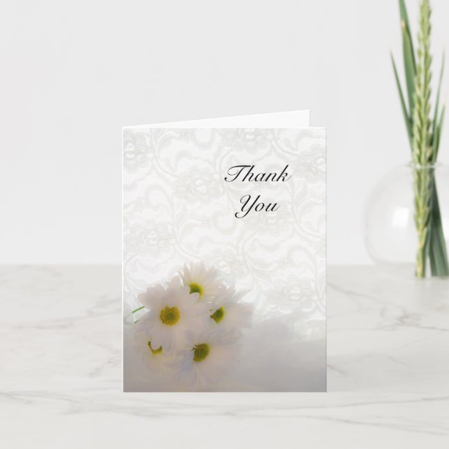 Tarjeta De Agradecimiento Lace blanco y Boda de Daisies gracias (Anverso)