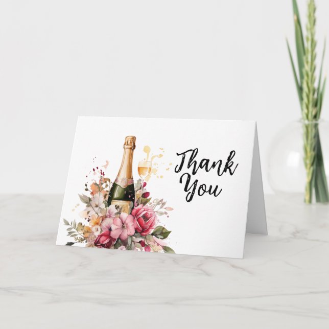 Tarjeta De Agradecimiento Lace & Champagne Thank You Card (Anverso)