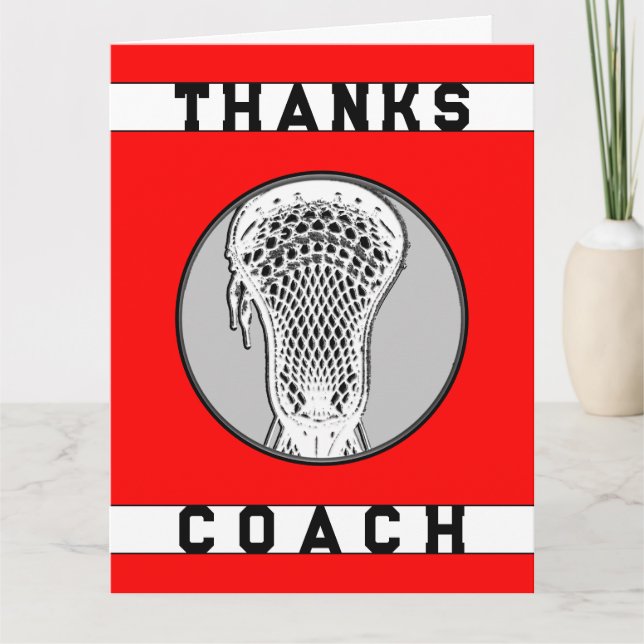 Tarjeta De Agradecimiento Lacrosse Coach Red Team (Anverso)