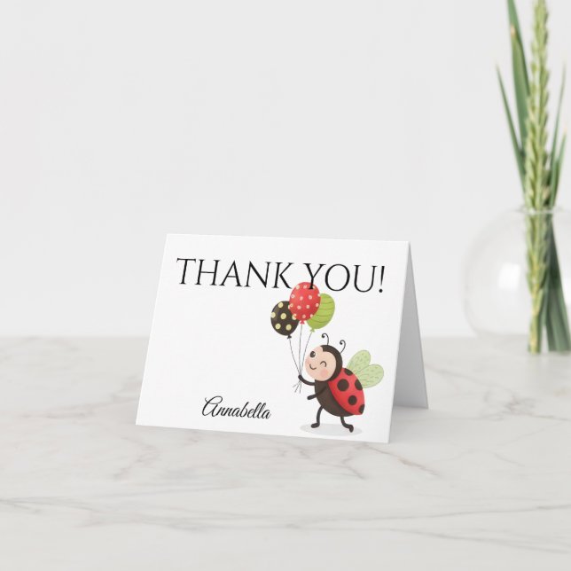 Tarjeta De Agradecimiento Ladybug Birthday Thank You Card (Anverso)