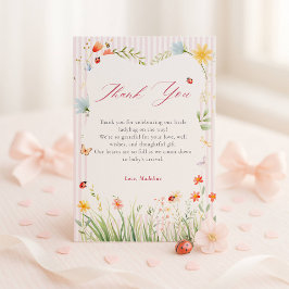 Tarjeta De Agradecimiento Ladybug Floral Garden Spring Baby Shower 