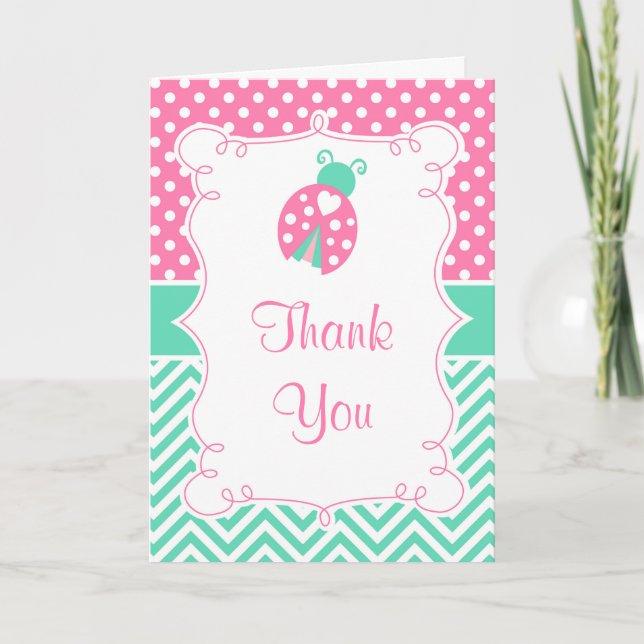 Tarjeta De Agradecimiento Ladybug Ladybird Birthday Party Thank You (Anverso)