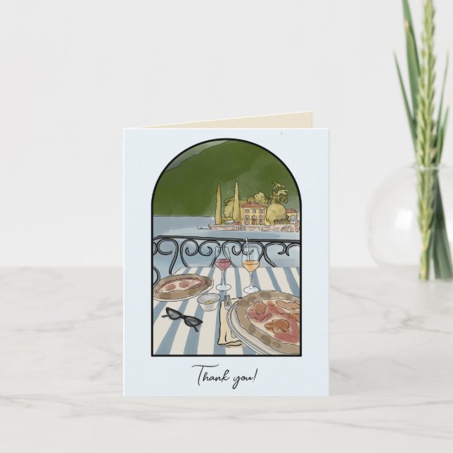 Tarjeta De Agradecimiento Lago como, acuarela de Italia (Anverso)