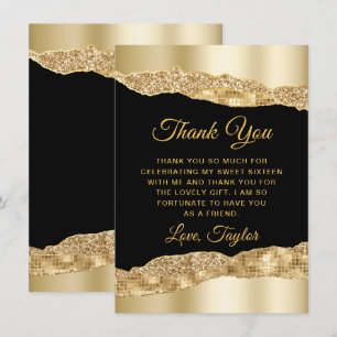 Tarjeta De Agradecimiento Lágrimas de oro y de oro negras de glam dulce diec