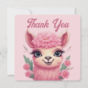 Tarjeta De Agradecimiento Lama, bebé sonriente rosa