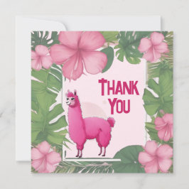 Tarjeta De Agradecimiento Lama sonriente feliz rosa