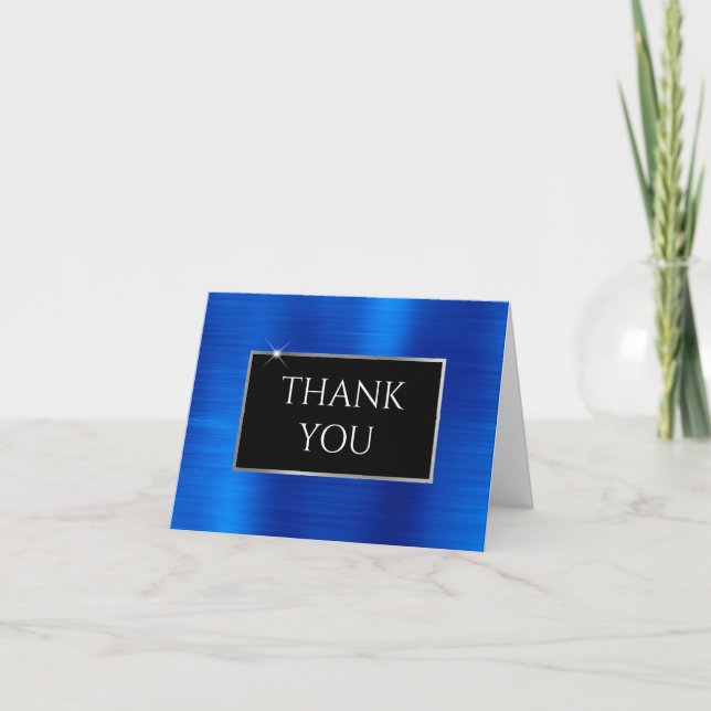Tarjeta De Agradecimiento Lámina de falso azul real (Anverso)