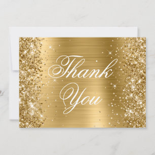 Tarjeta De Agradecimiento Lámina de oro con efecto ombre brillante y destell